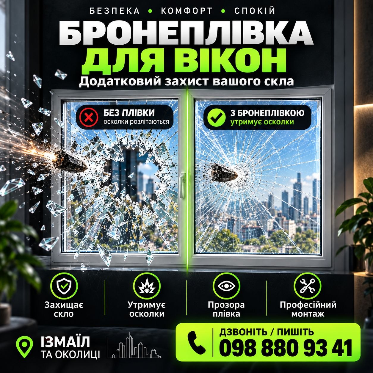 Бронеплівка для вікон